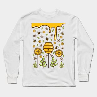 Bee Garden | Lemon | White Long Sleeve T-Shirt